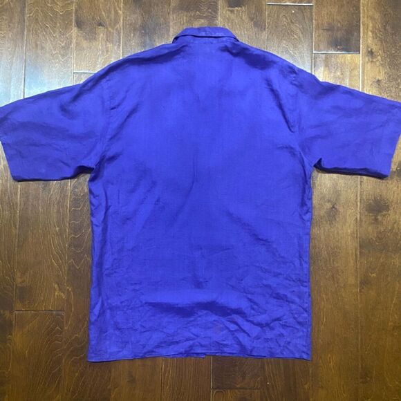 James Lord Vintage 90s Button Front Purple Linen Casual Shirt Men's Size Large - Picture 5 of 8